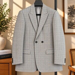 Topman Limited Edition Blazer Mens 38R Gray Plaid Pastel Abstract Sport Coat
